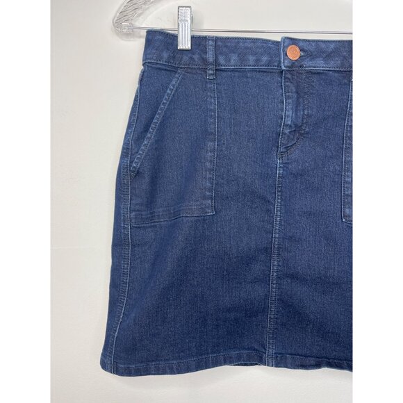 LOFT Denim Skirt Size 4 Women’s Mini Skirt Dark Wash Stretch Jean - Picture 3 of 12